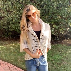 Caslon Alpaca blend cream crochet shrug